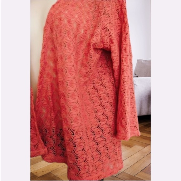 Liz Claiborne Crochet Open Front Rose Sweater - Picture 6 of 6